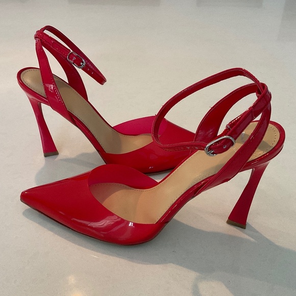 MARC FISHER LTD Serena Translucent Red Pump Size 7.5 Like New - Picture 1 of 12